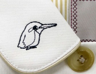 クラユニのオリジナル刺繍 襟のかわせみ